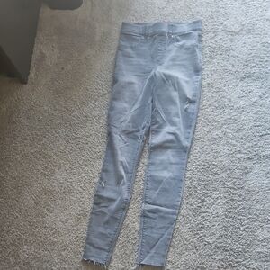 SPANX Women's Light Grey Distressed Skinny Jeans